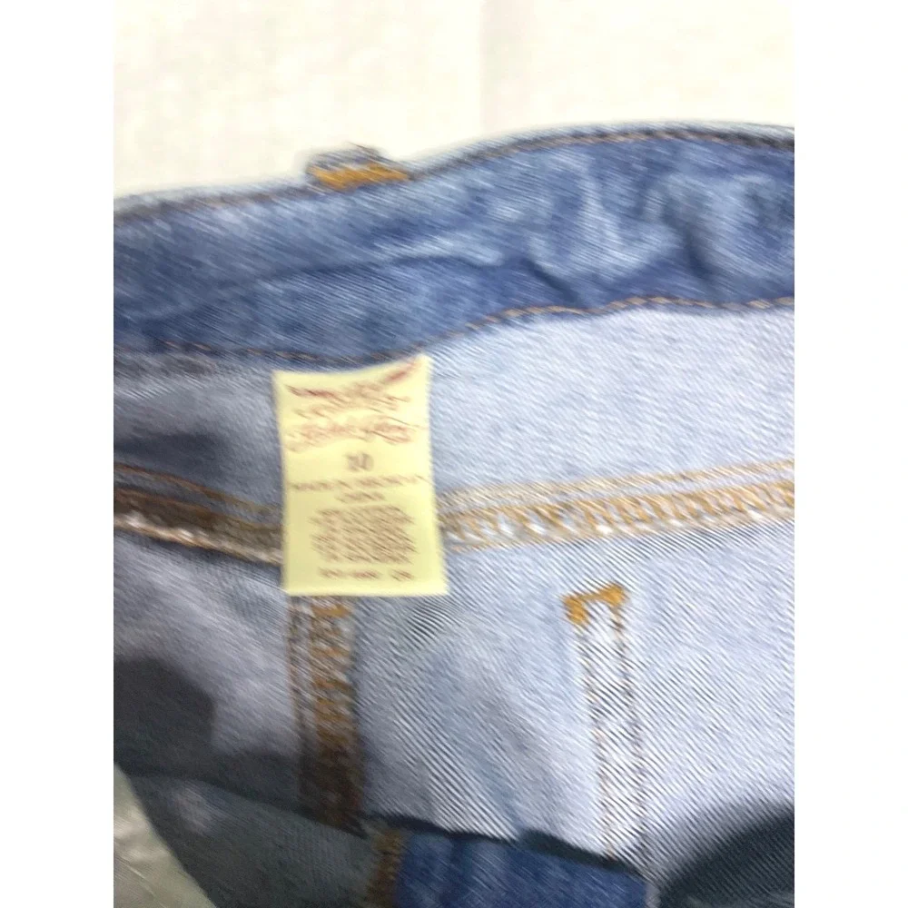 Faded Glory Medium‎ Wash Denim Mini Skirt Size 10 Blue Jean Slit Front